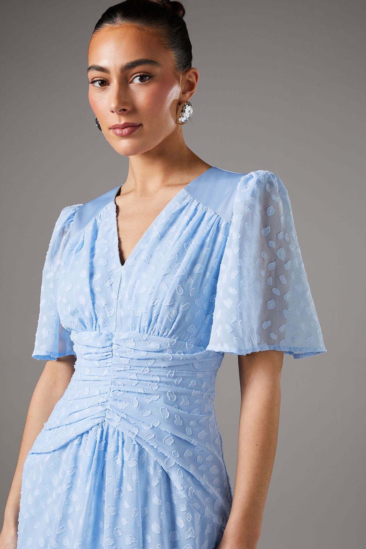 Coast Spot Jacquard Midi Dress Pale Blue image 3