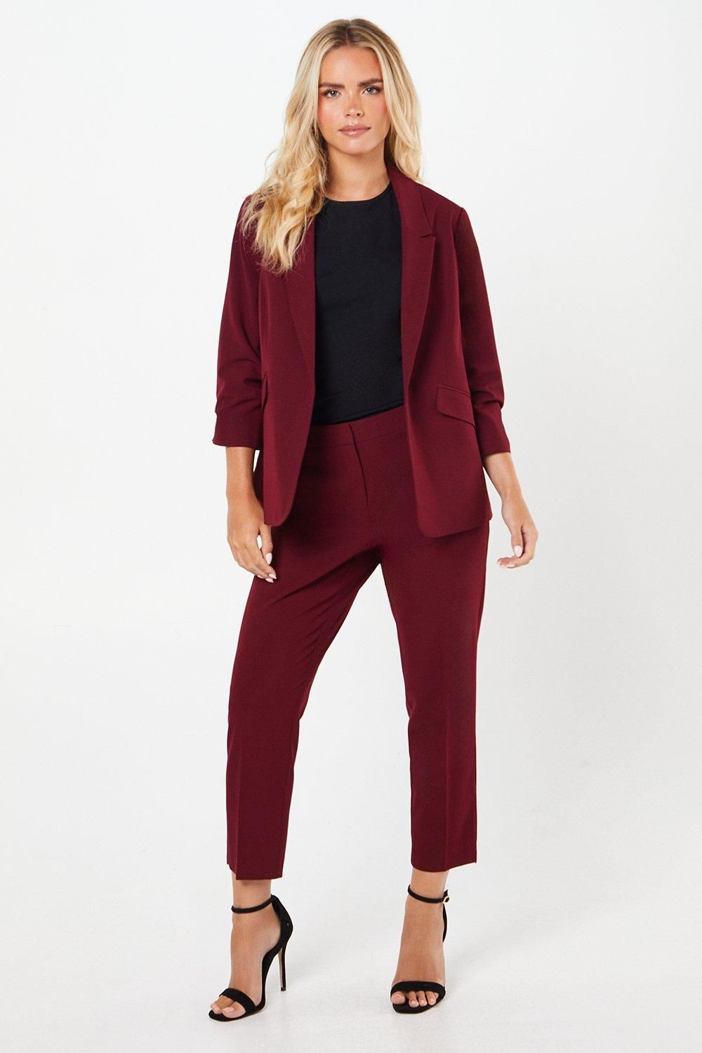 Dorothy Perkins Petite Plain Ankle Grazer Burgundy image 4