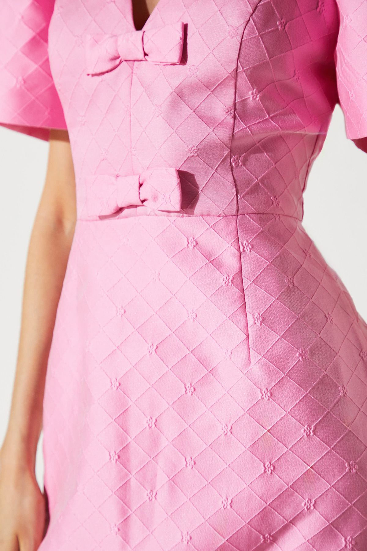 Coast Jacquard Bow Mini Dress Rose image 4