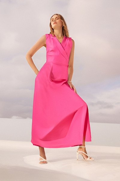 Principles Pink Sleeveless Organza Wrap Shirt Dress Pink