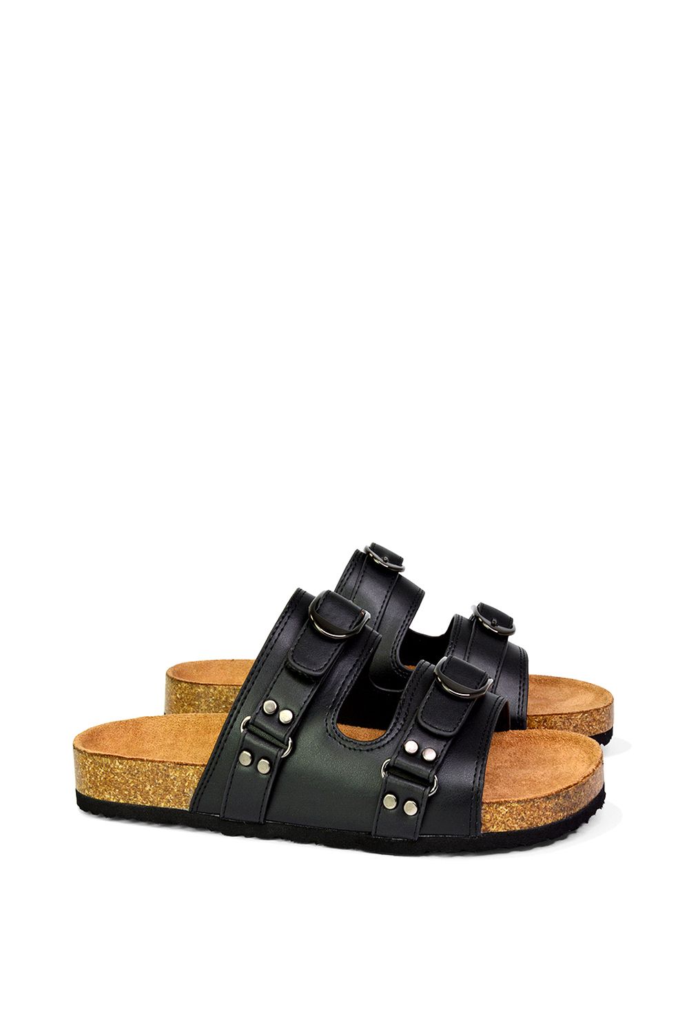 XY London 'Evan' Strappy Slip On  Buckle Flat Sandal Sliders image 2