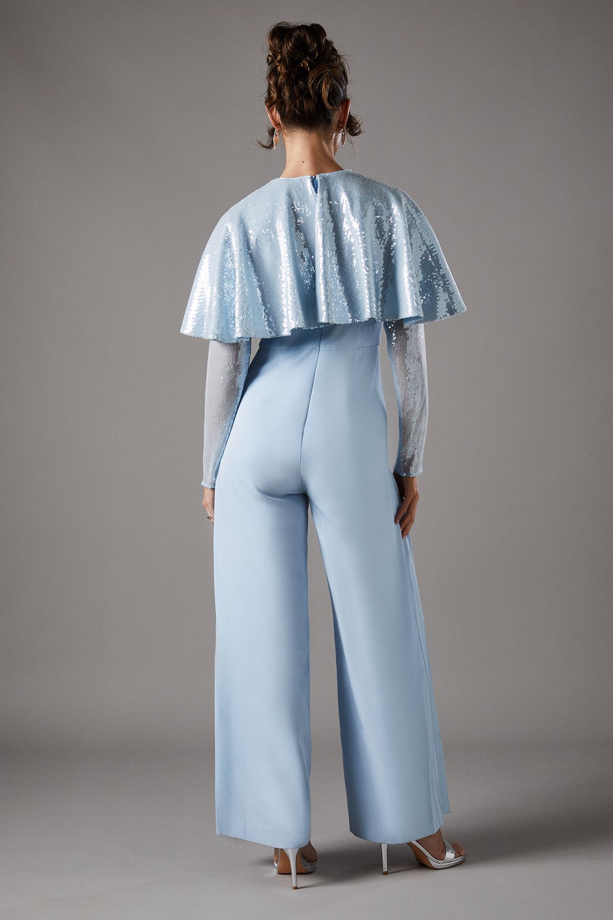 Coast Sequin Cape Jumpsuit Blue image 4