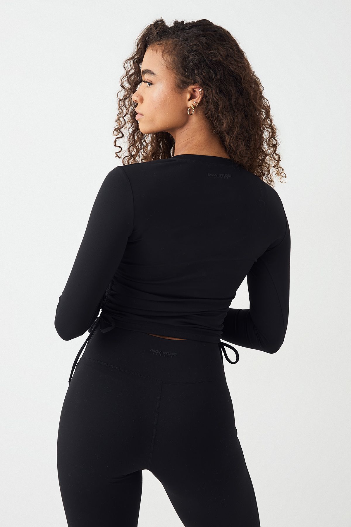 DSGN Studio DSGN Studio Ultra Sculpt Ruched Side Long Sleeve Top Black image 2