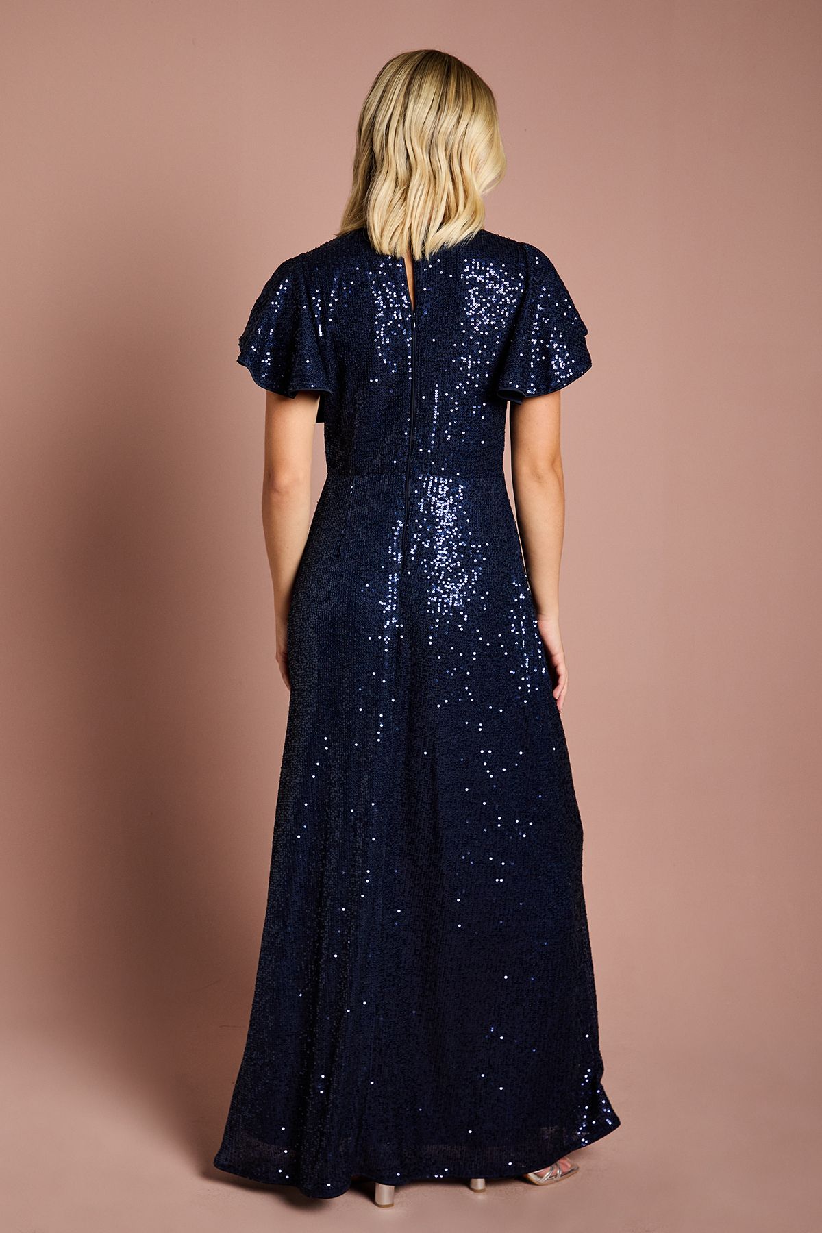 Coast Teen Coast Sequin Angel Sleeve Bridesmaid Dress Navy image 3