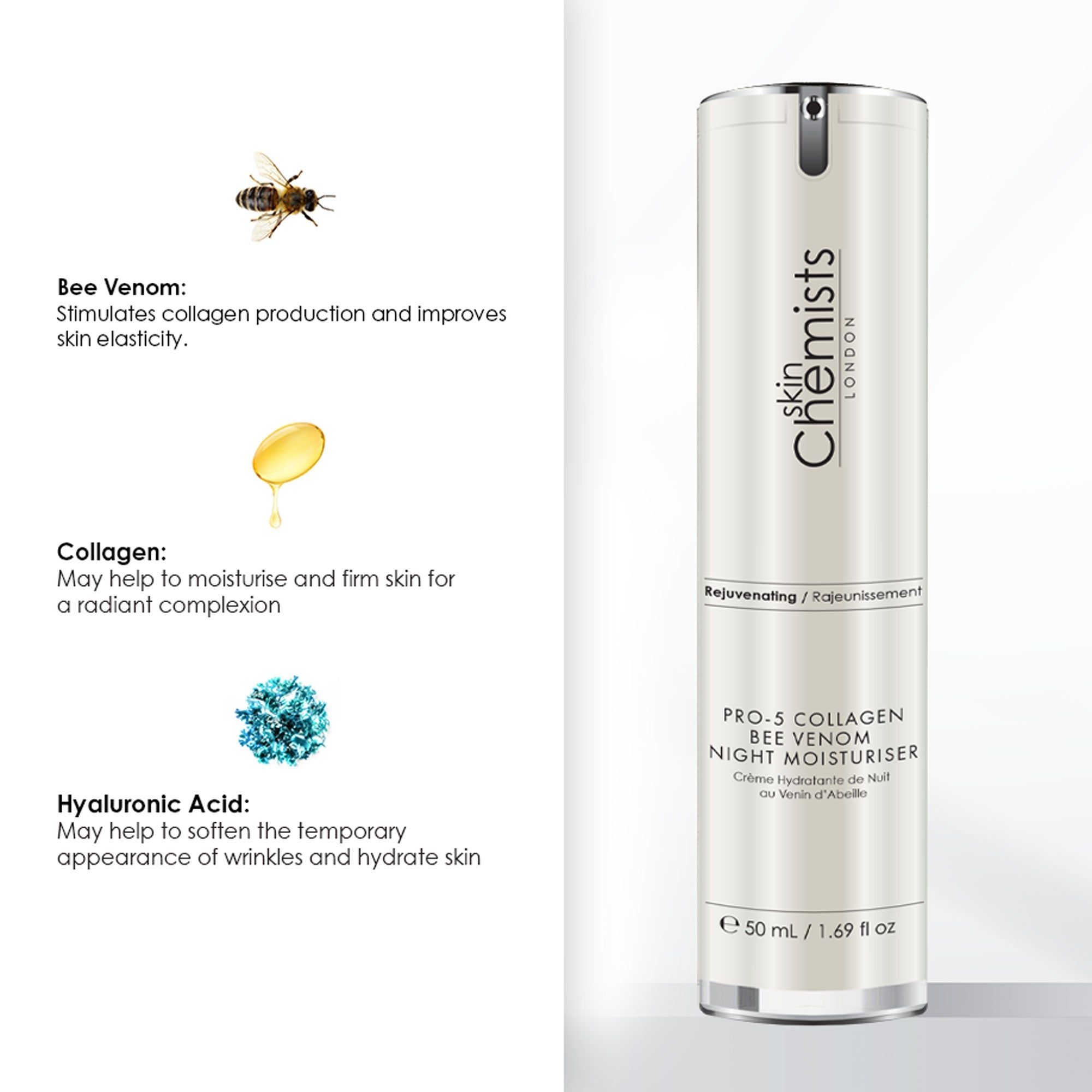 skinChemists professional Pro-5 Collagen Bee Venom Night Moisturiser 50ml x 2 Duo Set image 3