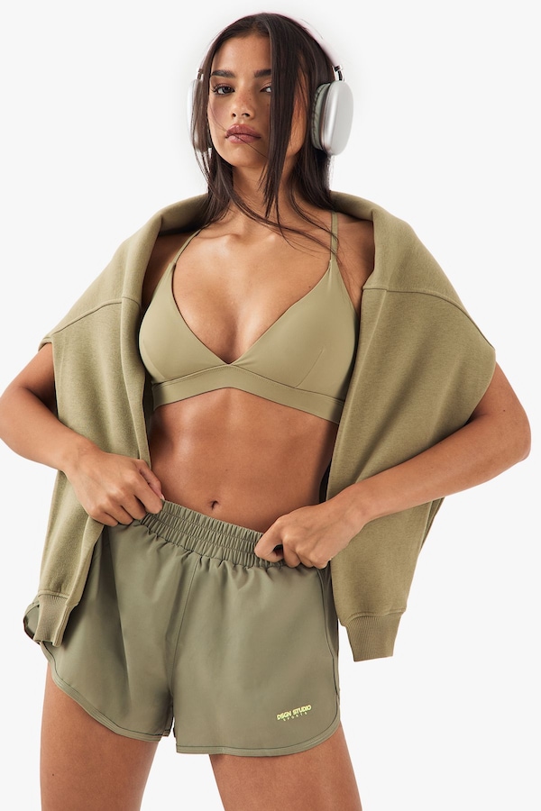 DSGN Studio DSGN Studio High Waist 2 in 1 Running Short Khaki