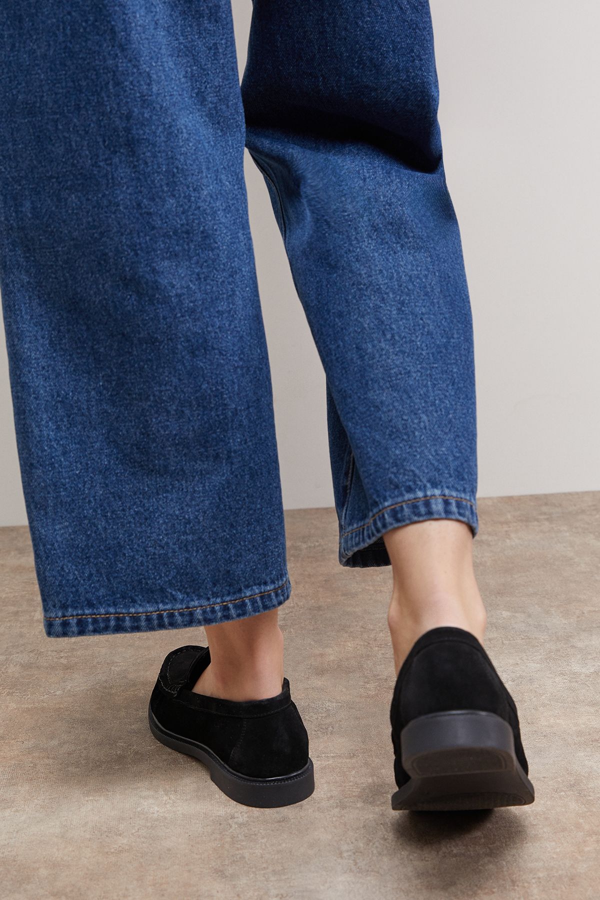 Oasis Beth Suede Grandad Penny Loafers Black image 3