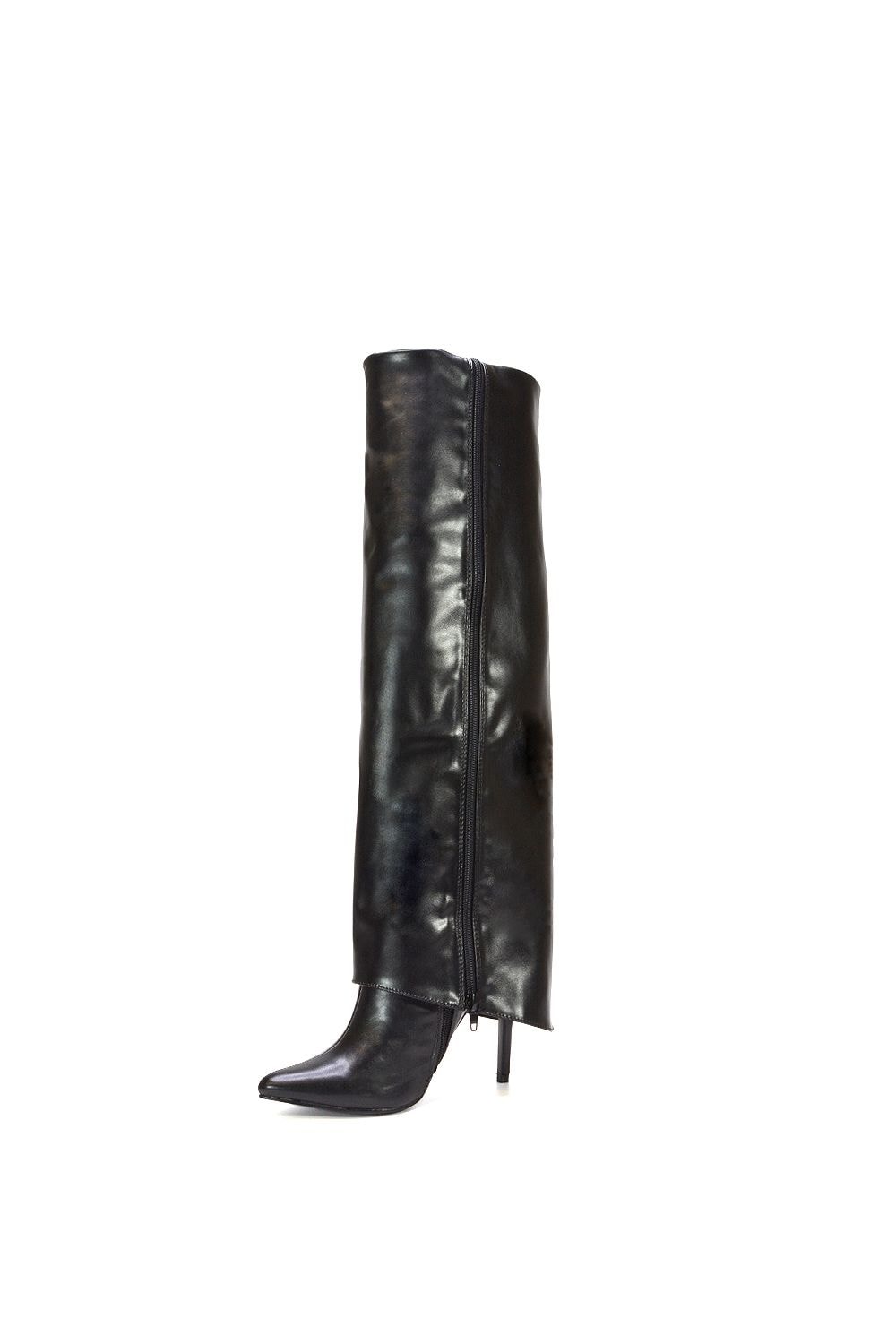 XY London 'Shauna' Knee High Fold Over Boots With Stiletto High Heel image 3