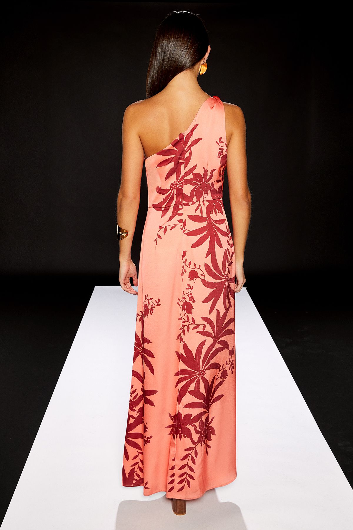 RUNWAY 1.8.1.8 Runway 1.8.1.8 One Shoulder Satin Slip Dress Red image 4