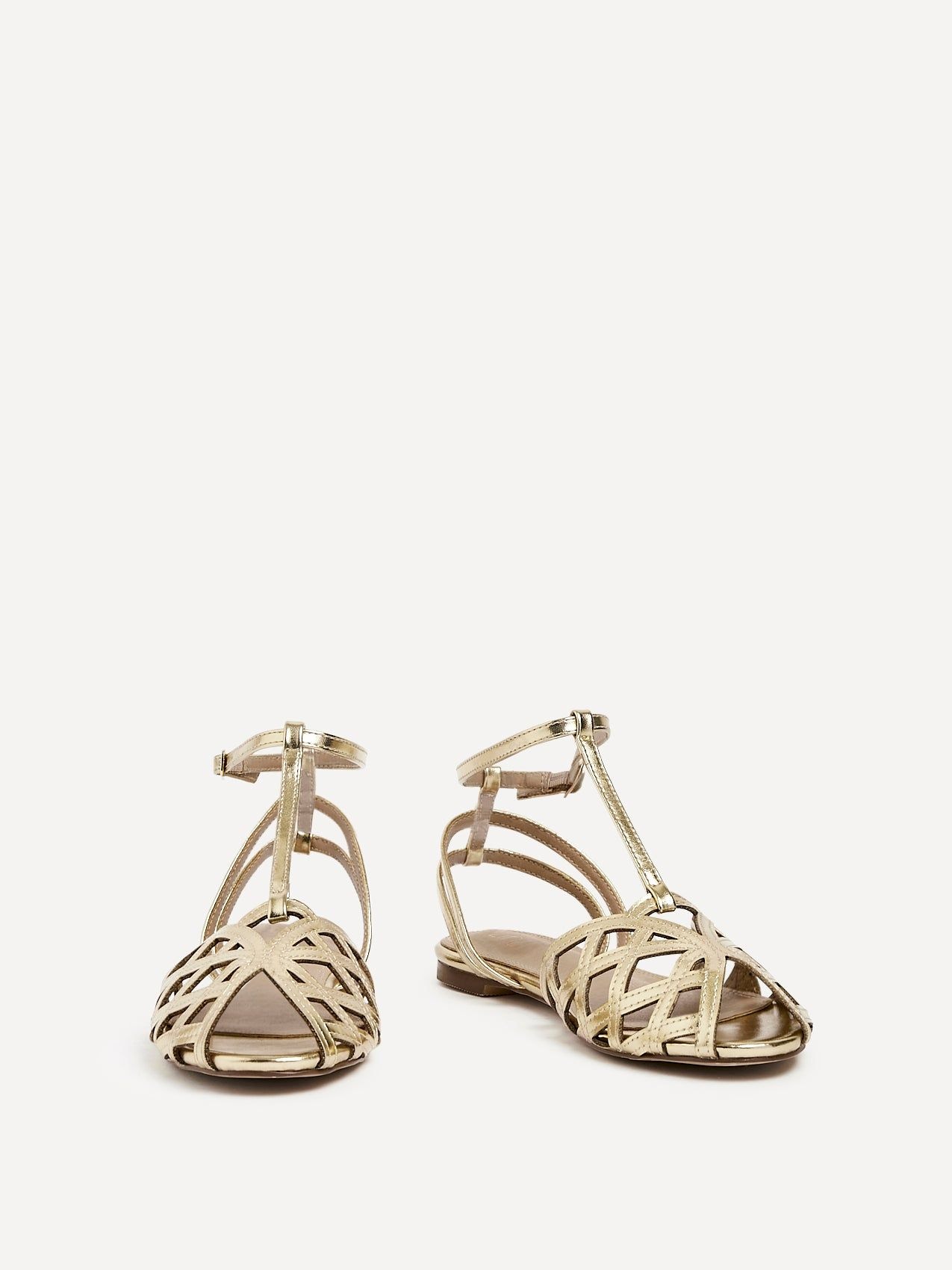 Linzi Santi Gold Faux Leather Caged Flat Sandal image 3