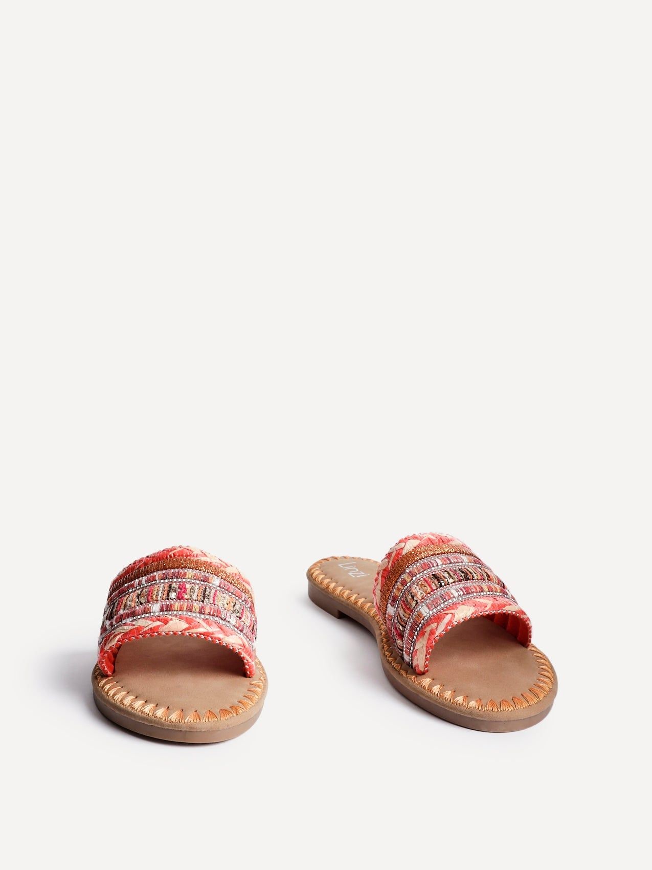 Linzi Carel Orange Woven Embellished Flat Sandals image 3