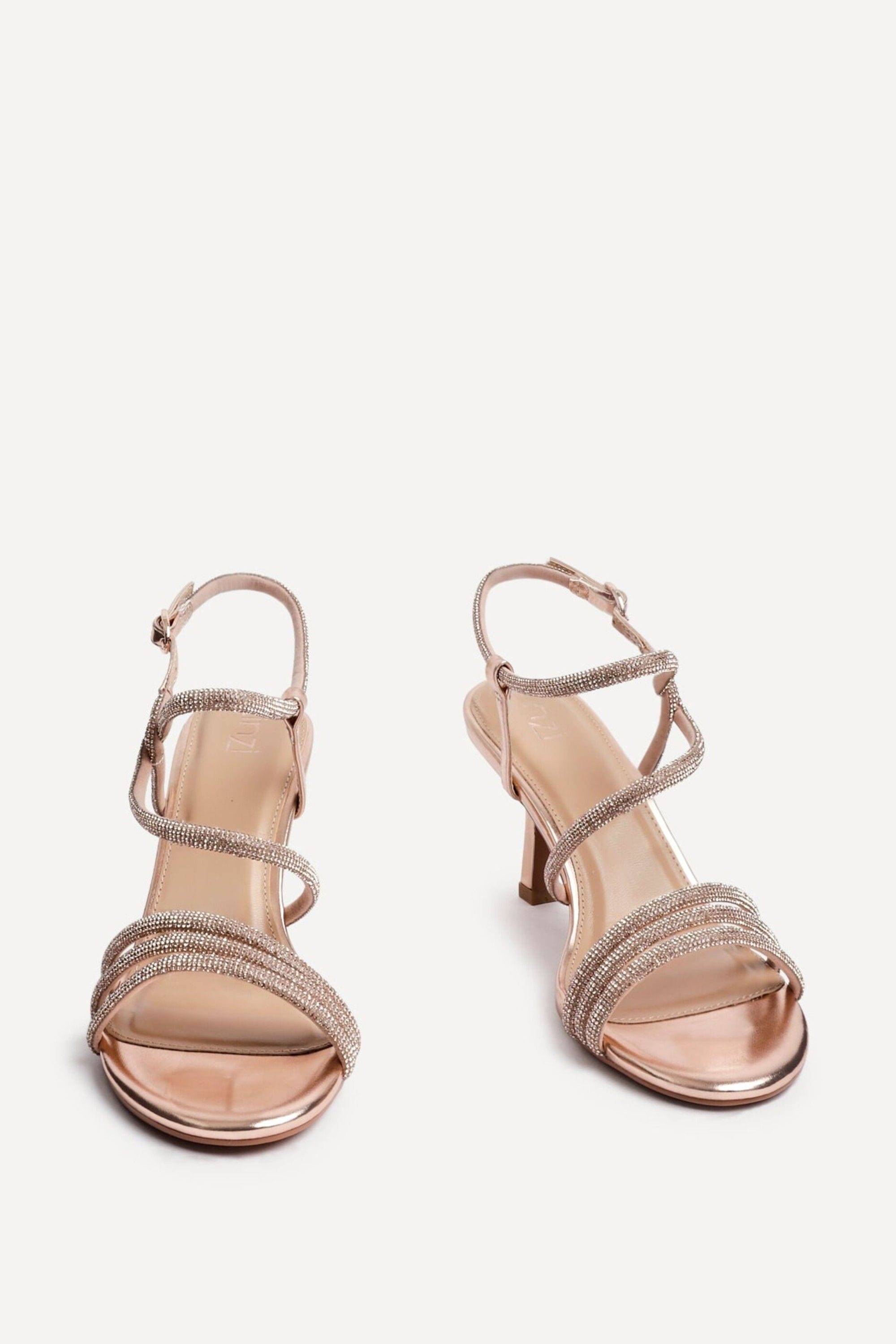 Linzi Charm Rose Gold Faux Leather Strappy Diamante Heeled Sandal image 3