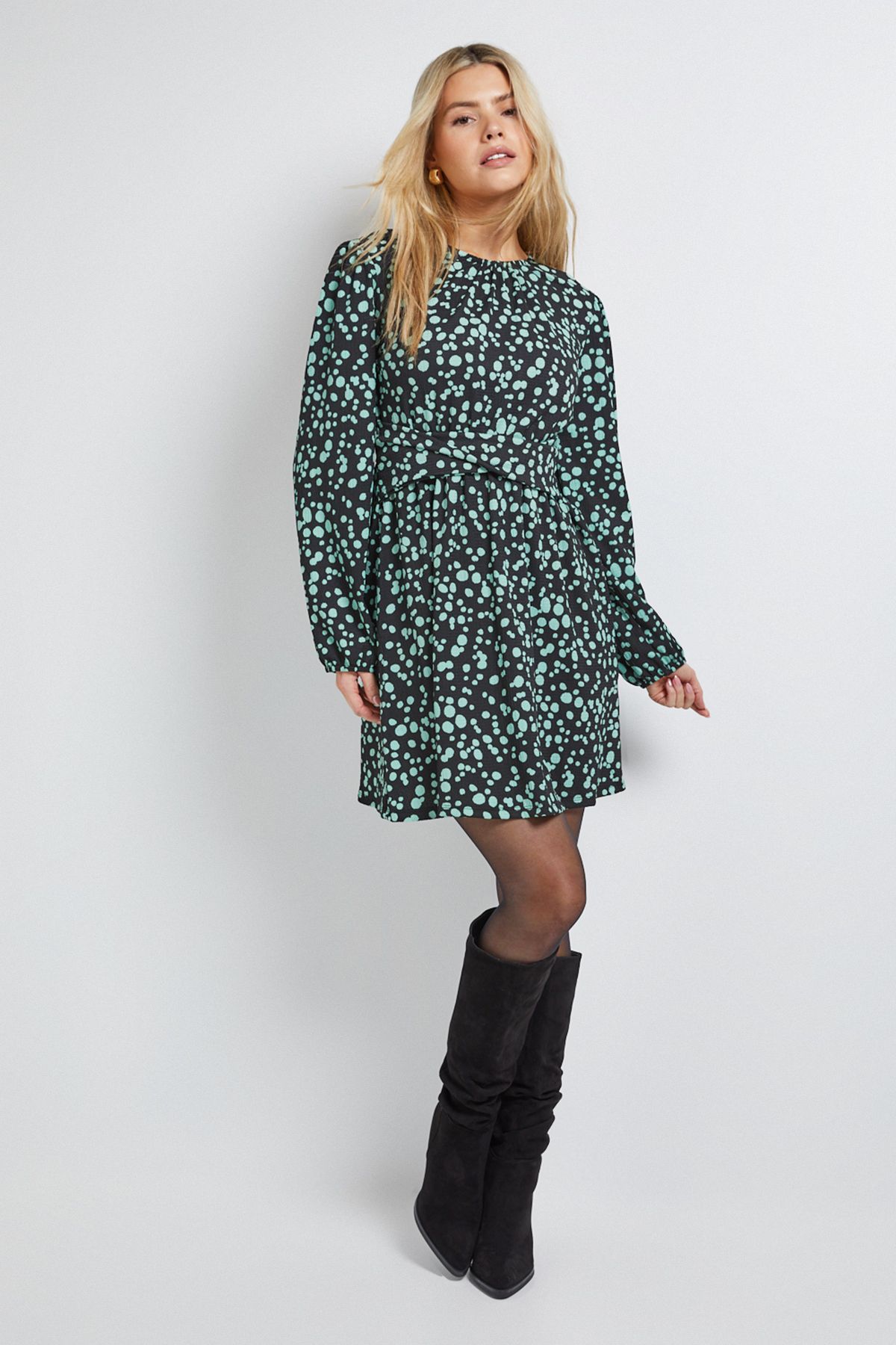 Dorothy Perkins Green Knot Waist Detail Jersey Mini Dress Green image 1