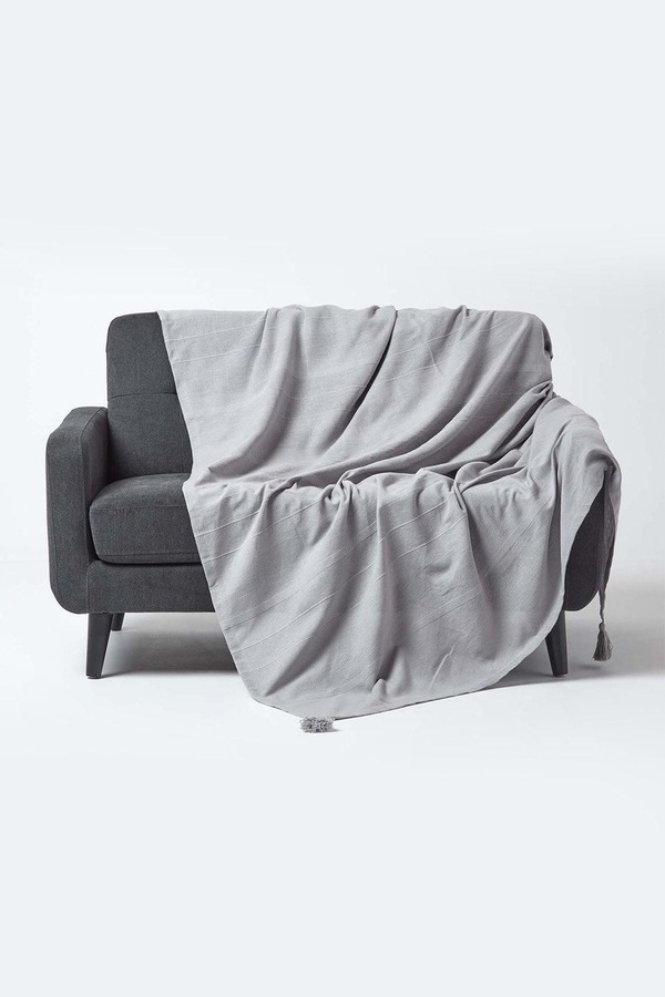 Homescapes Cotton Rajput Ribbed Throw