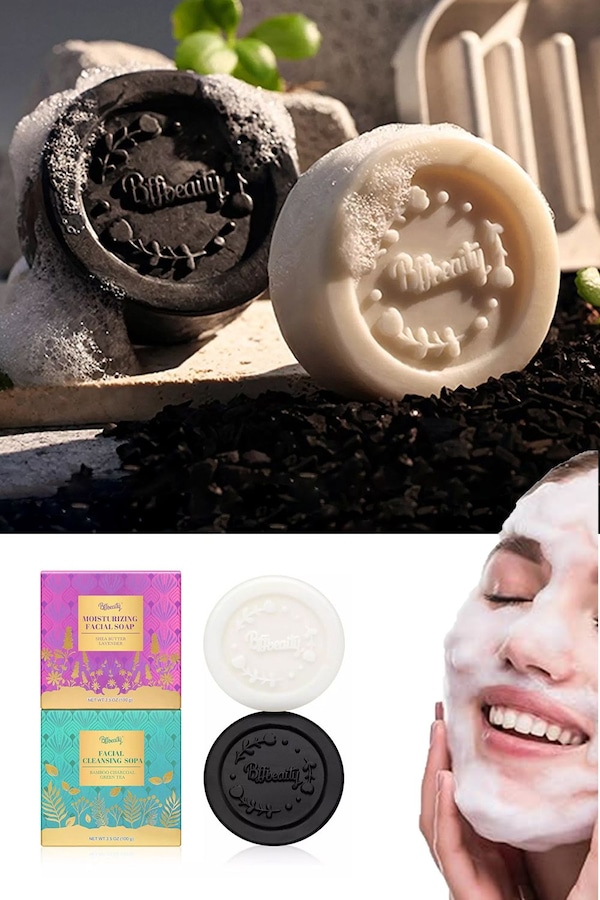 Living and Home Soap Bar Facial Cleansing Soap Bars 2 Pcs Face Cleanser Bar Set