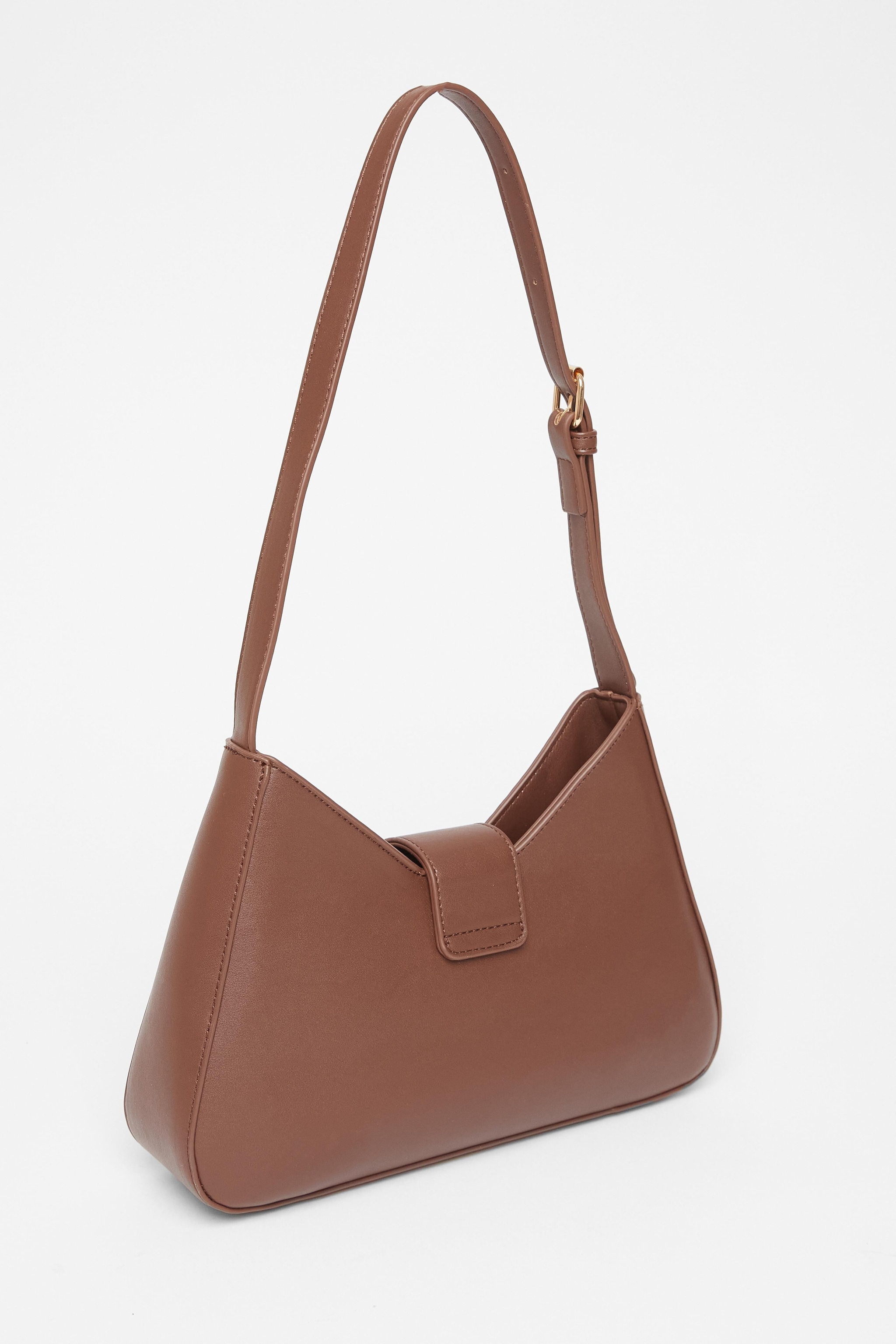 Quiz Brown Faux Leather Buckle Shoulder Bag image 4