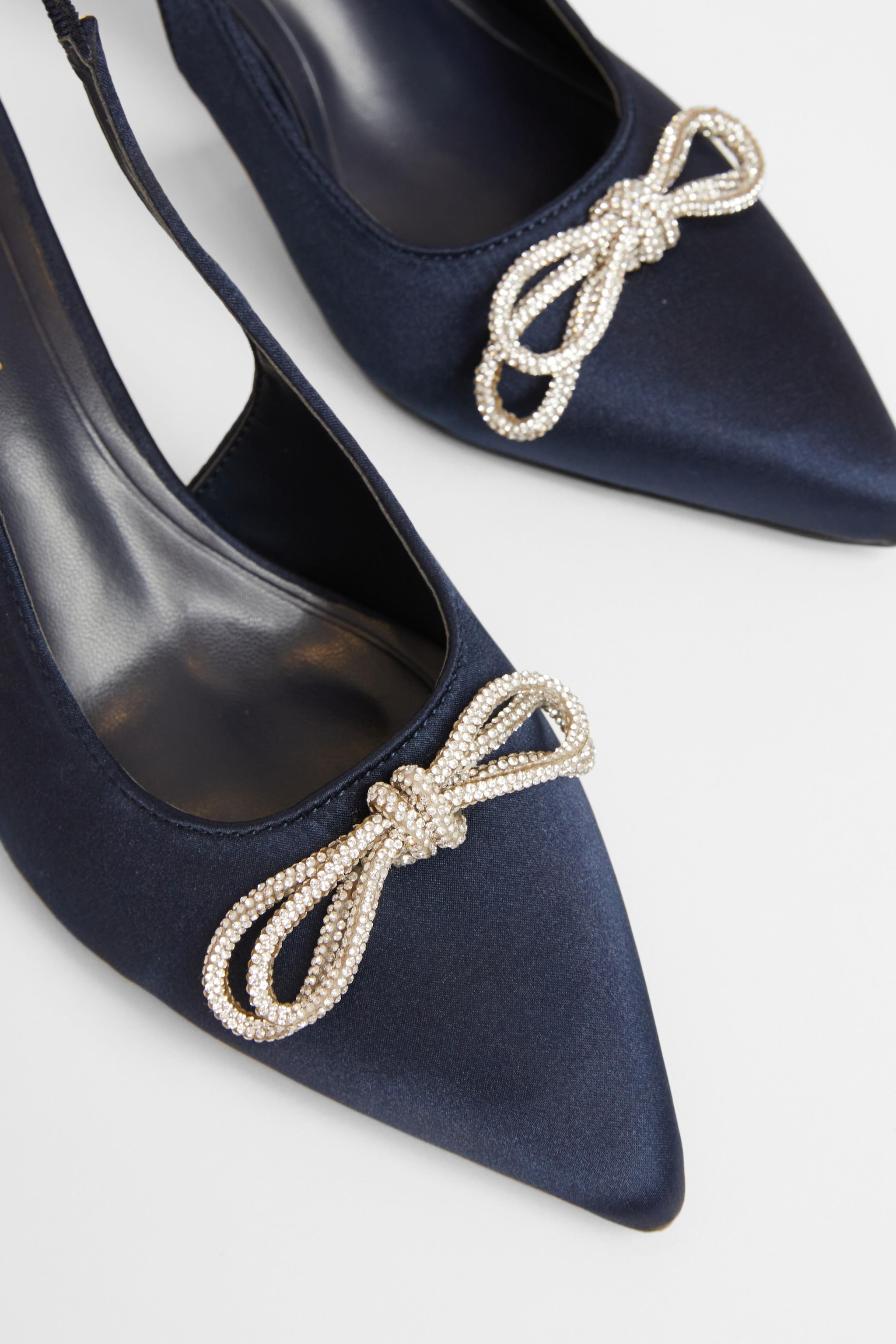 Quiz Navy Wide Fit Sling Back Heels image 4