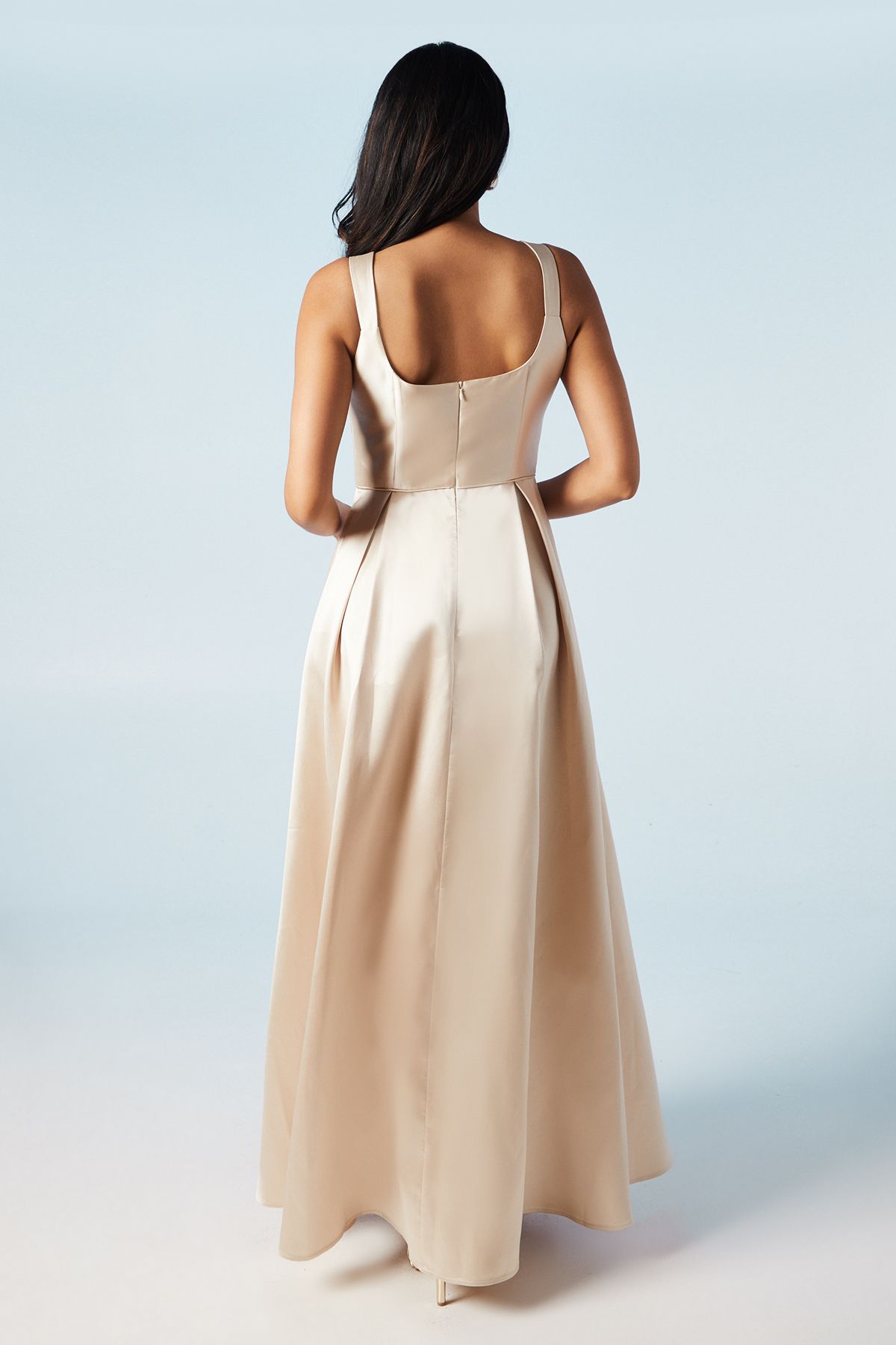 Coast Scoop Neck Full Skirted Twill Bridesmaid Dress Champagne image 3