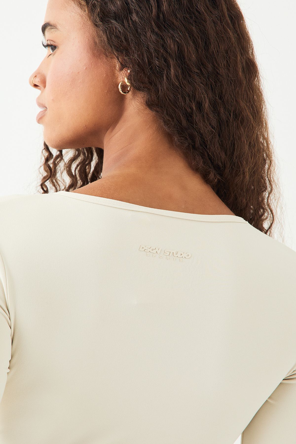 DSGN Studio DSGN Studio Ultra Sculpt Wrap Front Padded Long Sleeve Top Cream image 4