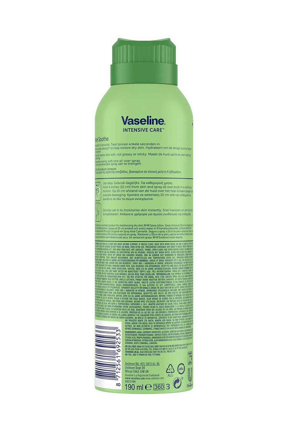 Vaseline 3x Intensive Care 'Spray' Moisturiser, 190ml image 4