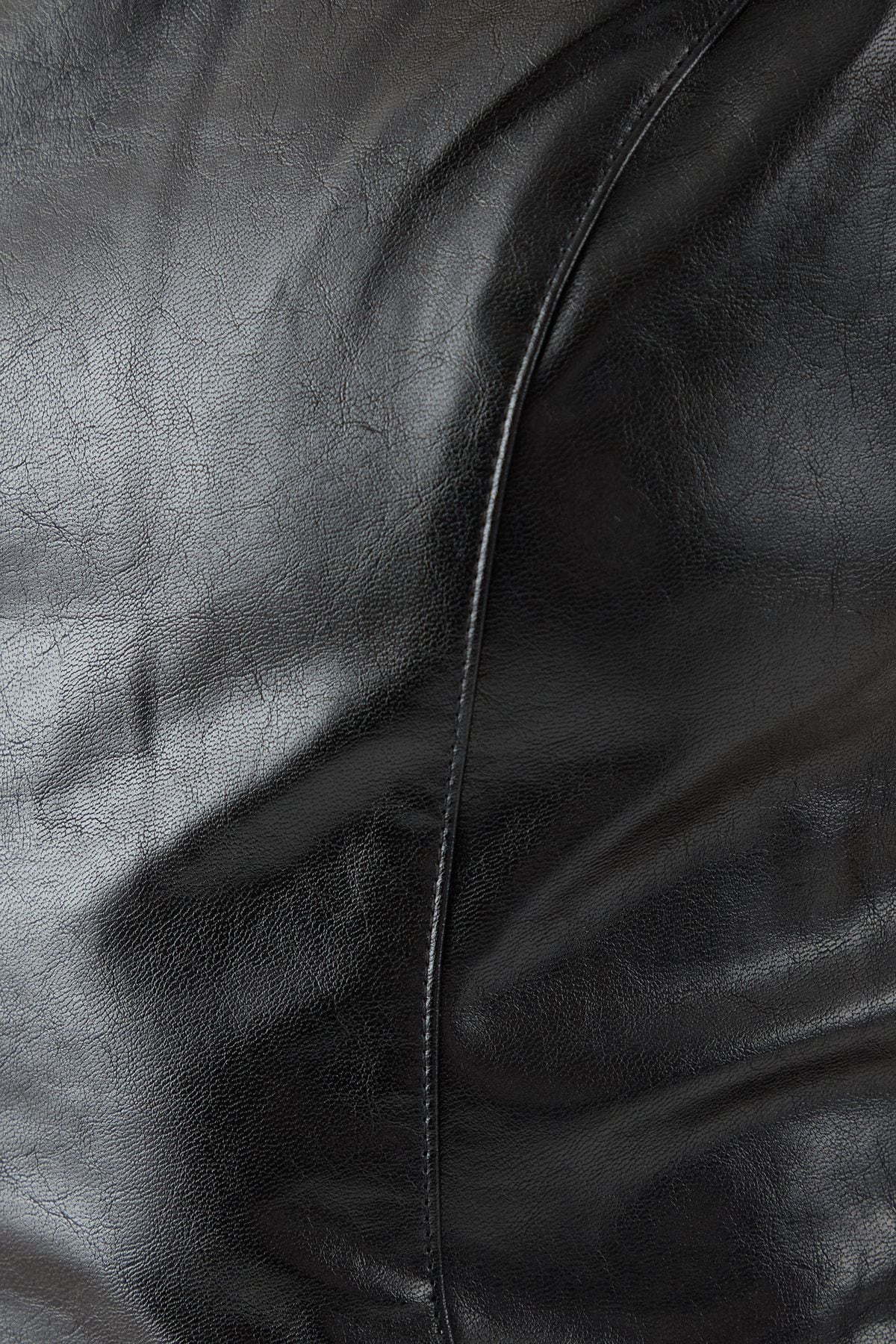 MissPap Faux Leather High Neck Moulded Waist Mini Dress Black image 5