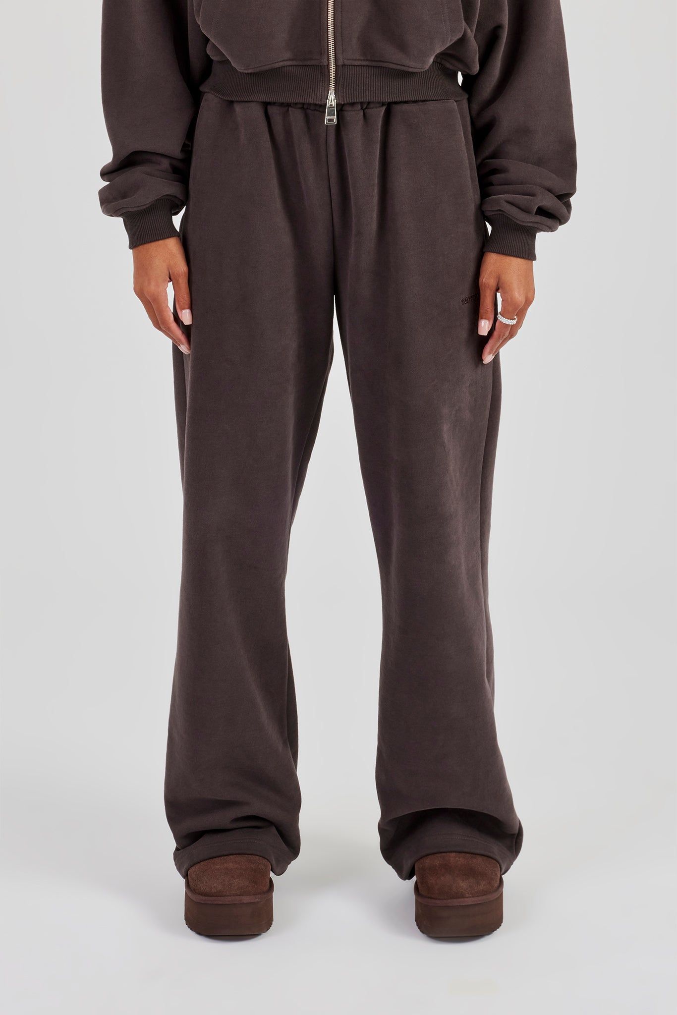 Cernucci Wide Leg Jogger - Coffee image 2