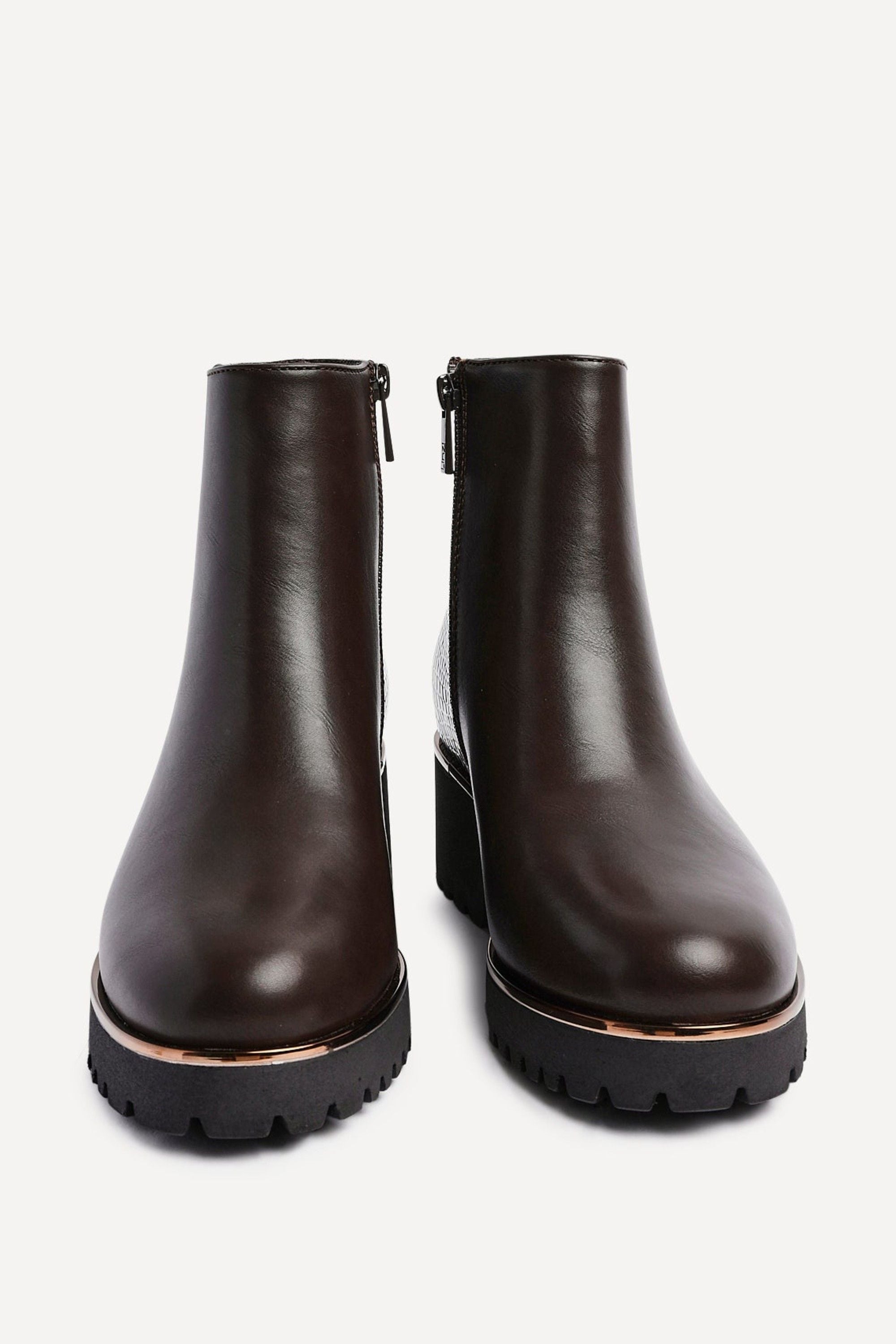 Linzi Navigate Brown Croc Mix Wedge Ankle Boot image 3