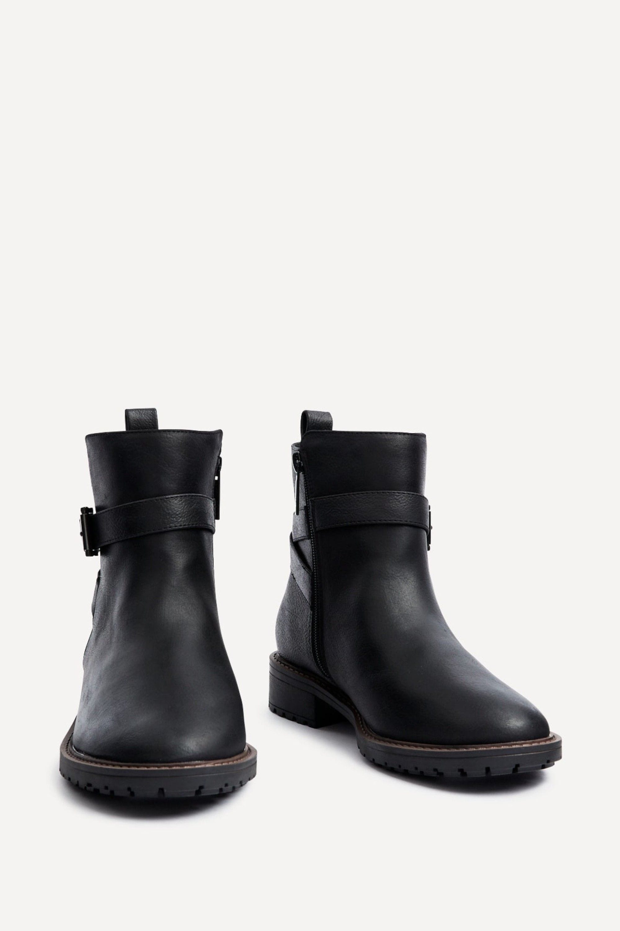 Linzi Edie Wide Fit Black Nubuck Ankle Boot image 3