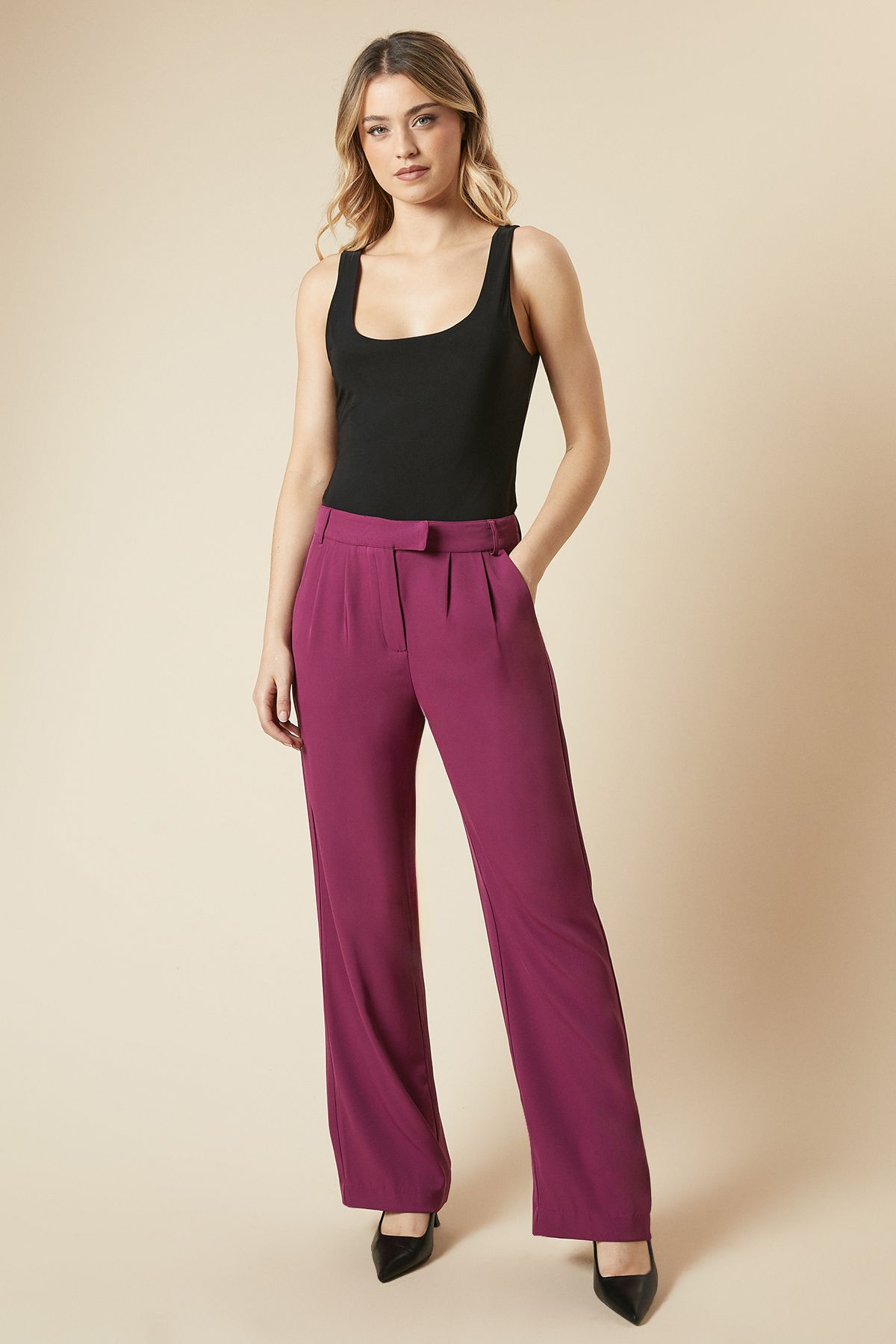 Dorothy Perkins Straight Leg Trousers Berry image 1