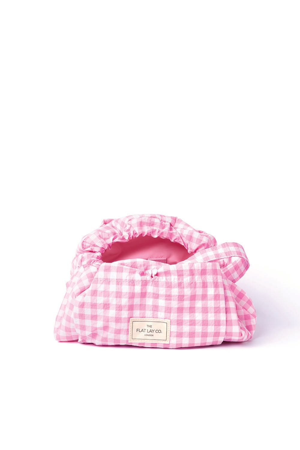 The Flat Lay Co Parachute Drawstring Flat Lay Makeup Bag - Pink Gingham Multi image 3
