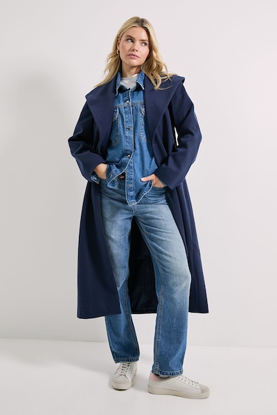 Dorothy Perkins Shawl Belted Coat Navy