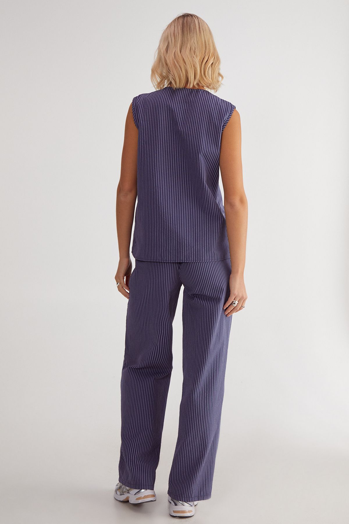 NastyGal Stripe Straight Leg Pant Navy image 4