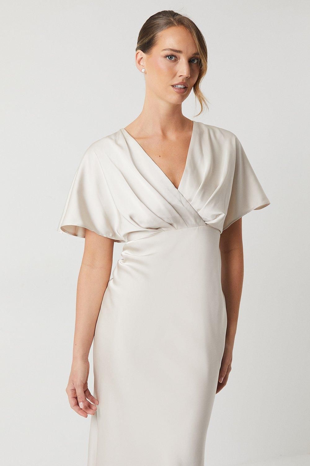 Coast Batwing Sleeve Satin Fishtail Bridesmaid Dress Champagne image 4