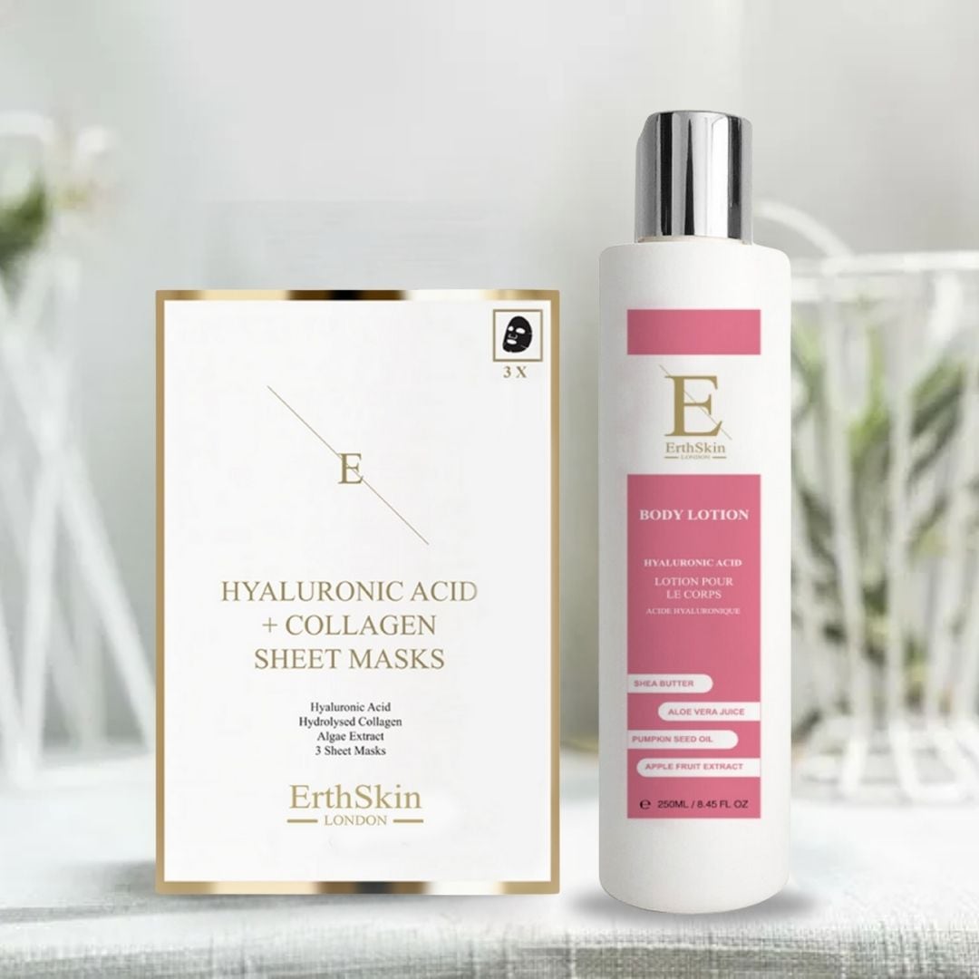 Erth Skin London Hydrating Duo: Collagen Body Lotion 250ml + Hyaluronic Sheet Mask image 2