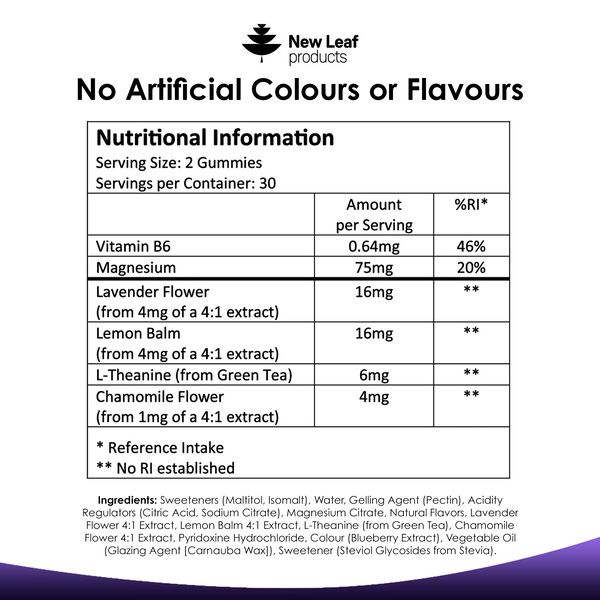 New leaf health Night Time Gummies - Chewable Sleep Aid Supplement - Natural Melatonin Sources + Vitamin B6 & Magnesium - Vegan, Sugar Free image 6