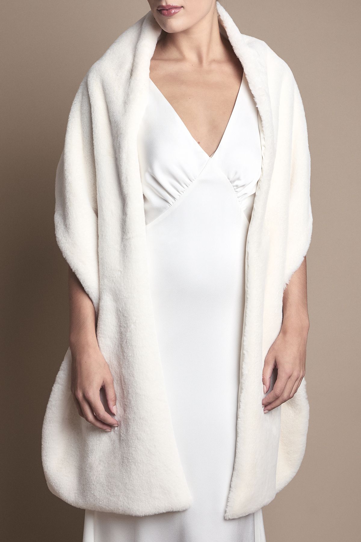 Coast Ivory Faux Fur Wrap Shawl Ivory image 5