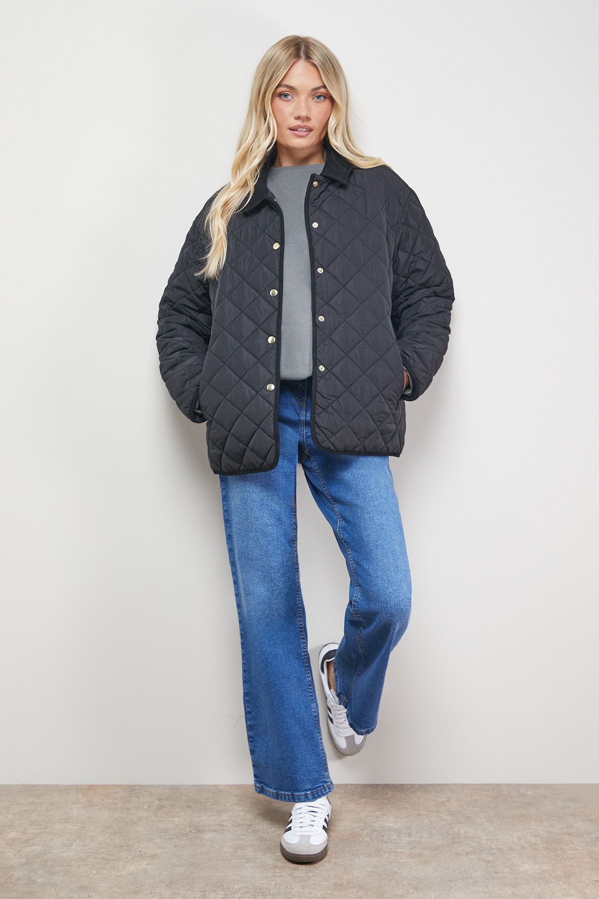 Oasis Padded Cord Collar Jacket Black image 1