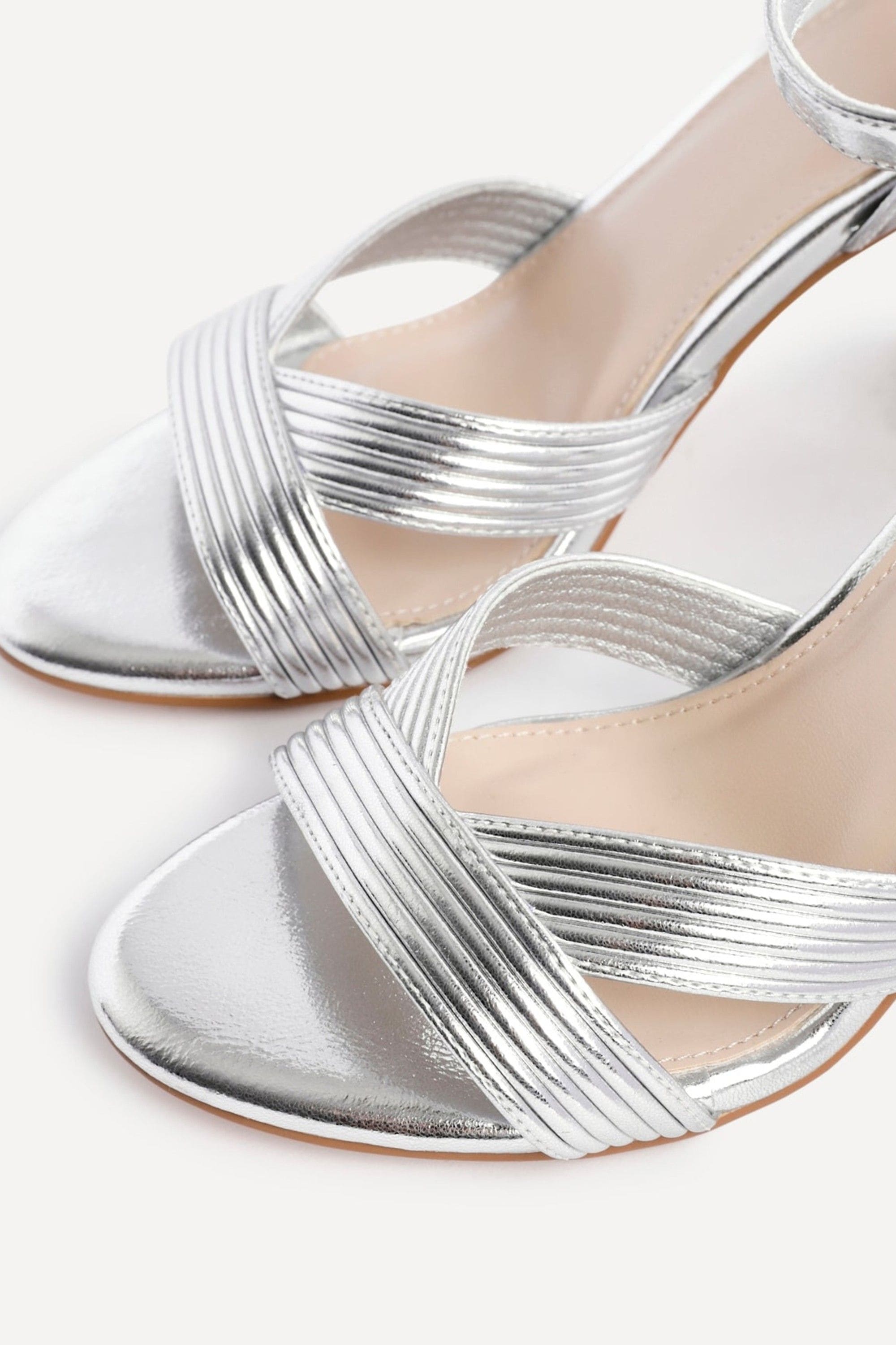 Linzi City Silver Faux Leather Block Heeled Sandal image 4