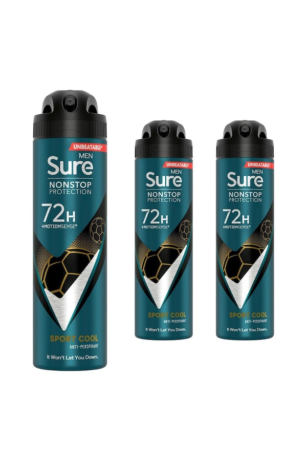 Sure Men Nonstop Protection 72H 'Anti-Perspirant Deodorant' 150ml, 3pk