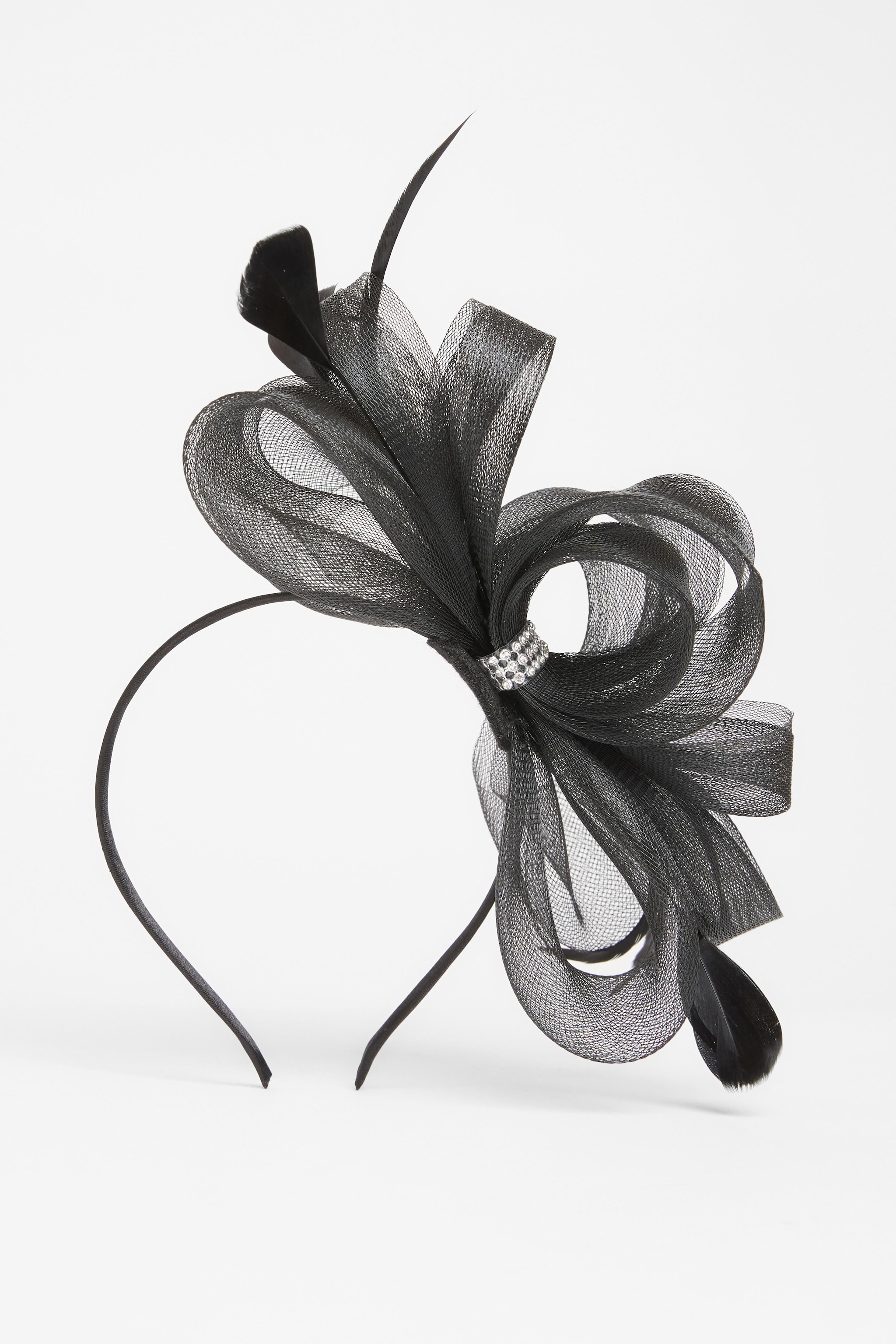 Quiz Black Diamante Bow Headband Fascinator image 2