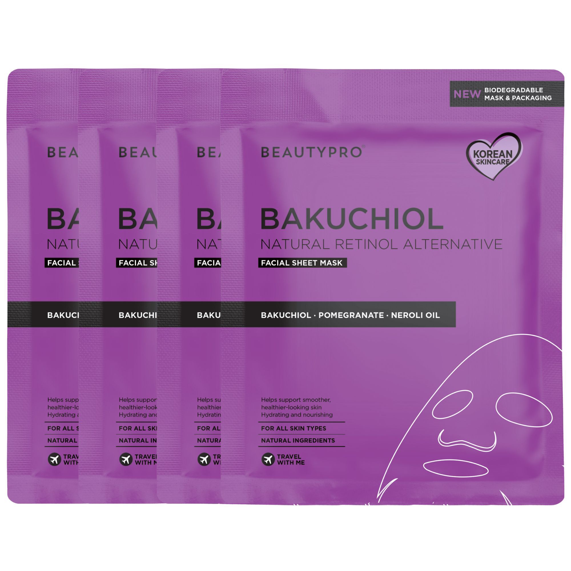 BEAUTYPRO BAKUCHIOL Sheet Mask - Pack of 4 image 1