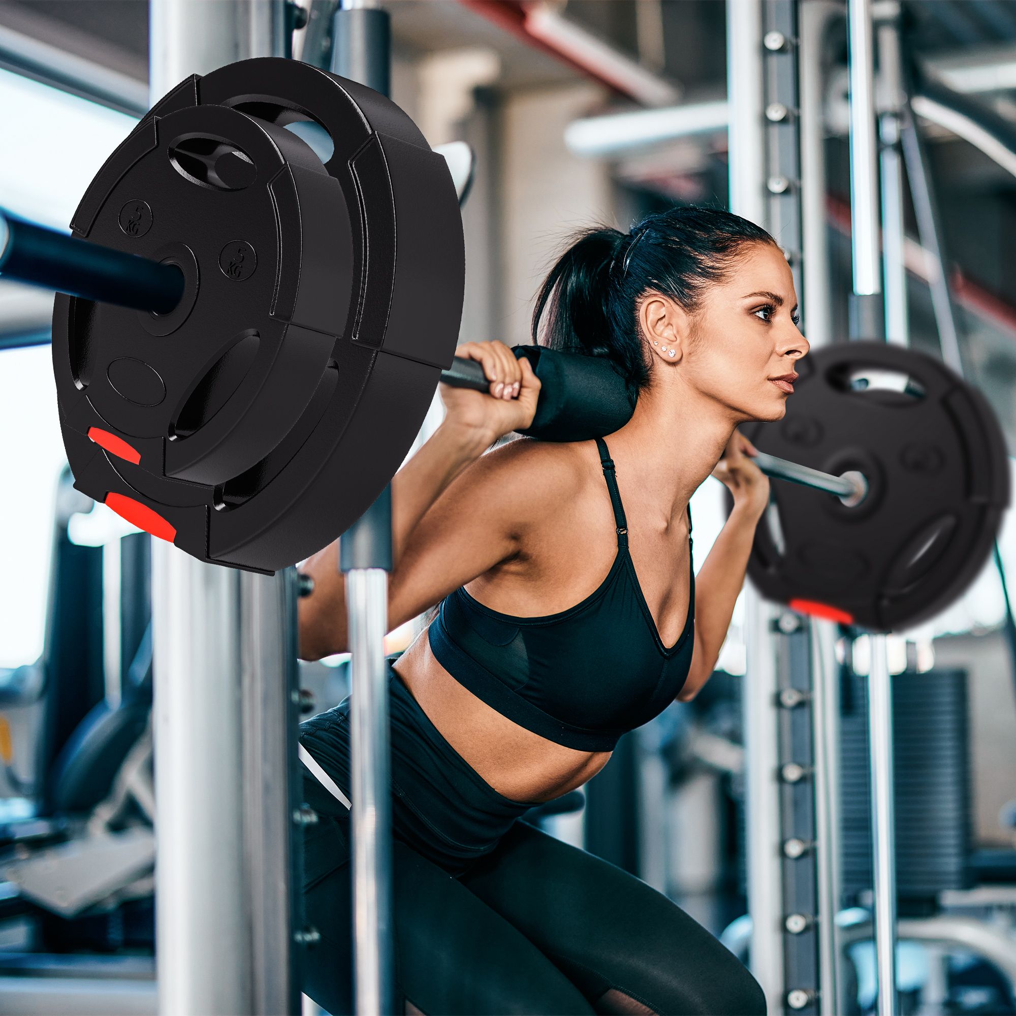 SPORTNOW Weight Plates Set for Home Gym, 2 x 10kg, 2 x 5kg, Black