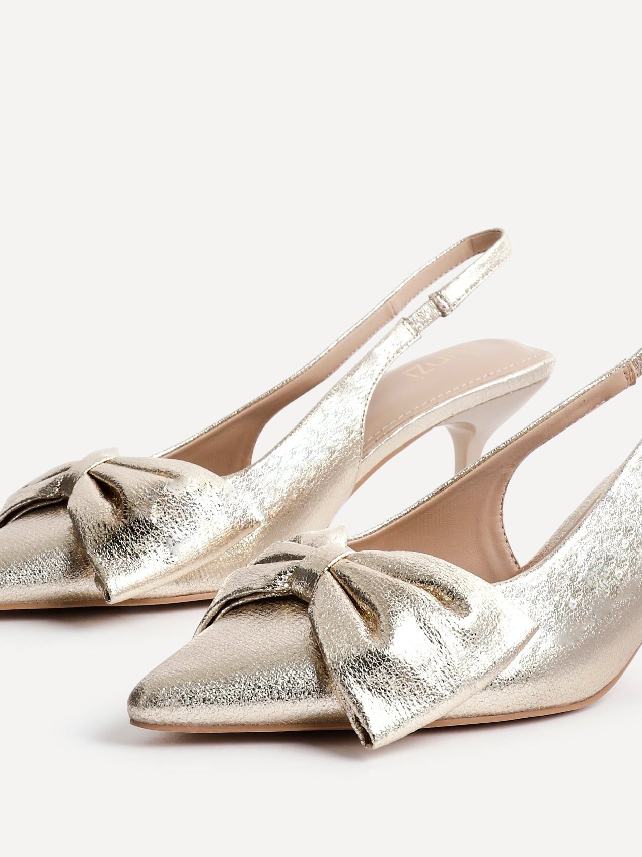 Linzi Merlot Gold Faux Leather Slingback Court Heels image 4