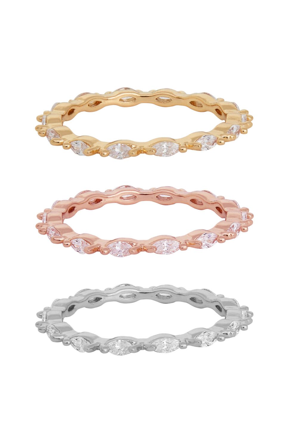 Jon Richard Mixed Plate Cubic Zirconia Navette Ring