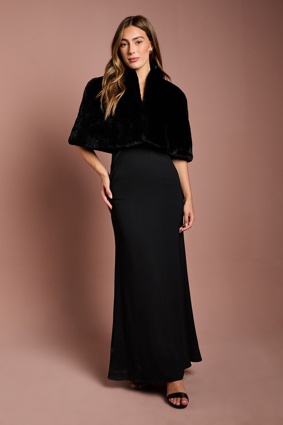 Coast Black Faux Fur Short Cape Black image 2