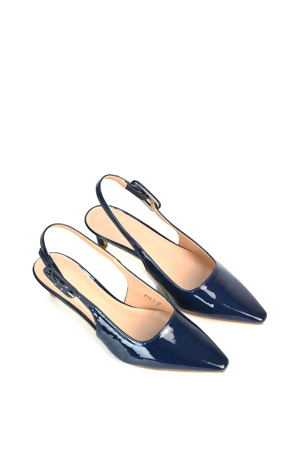XY London 'Kelly' Low Kitten Heel Slingback Pointed Toe Court Shoes image 6