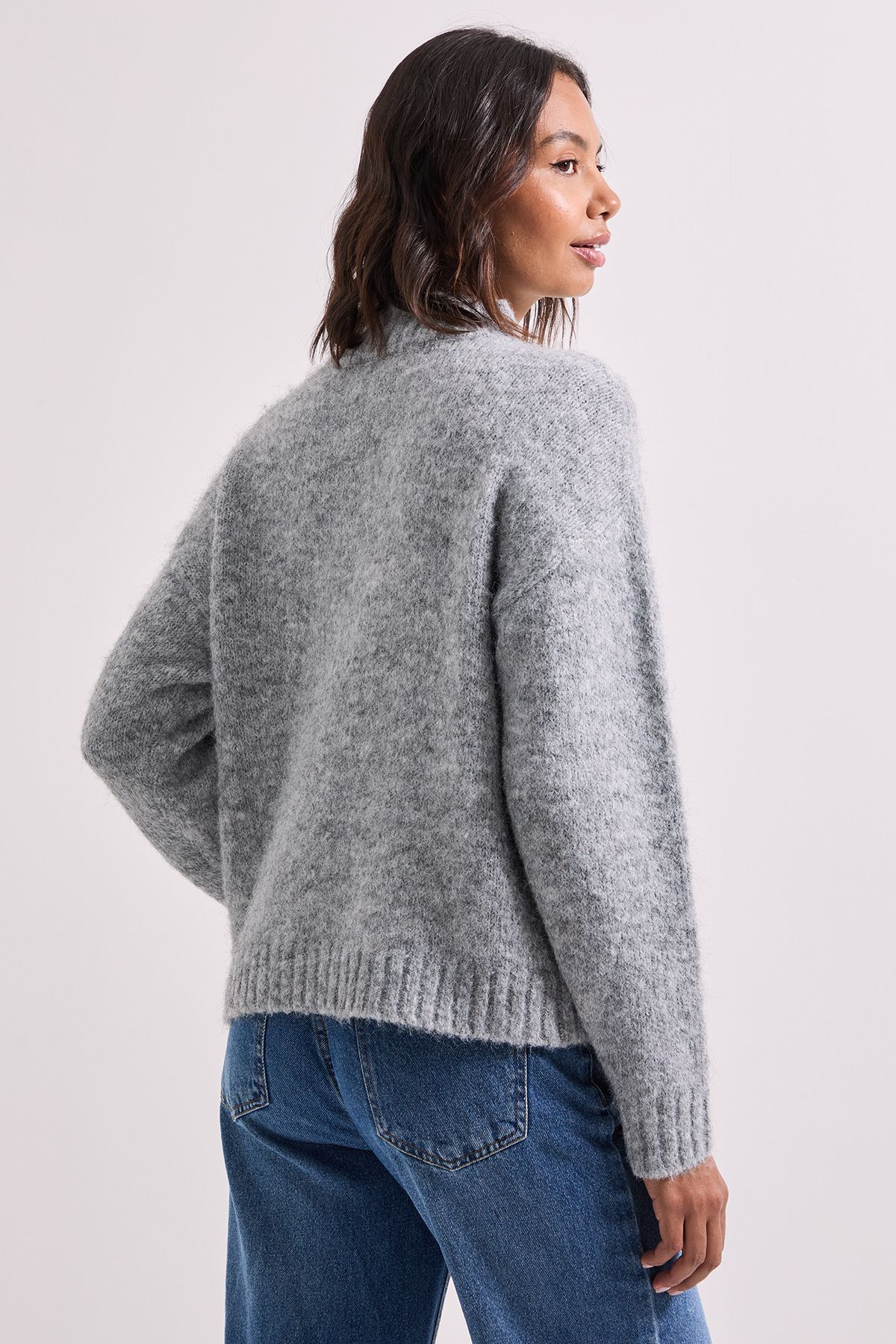 Dorothy Perkins Charcoal Cable Button Detail Jumper Charcoal image 3