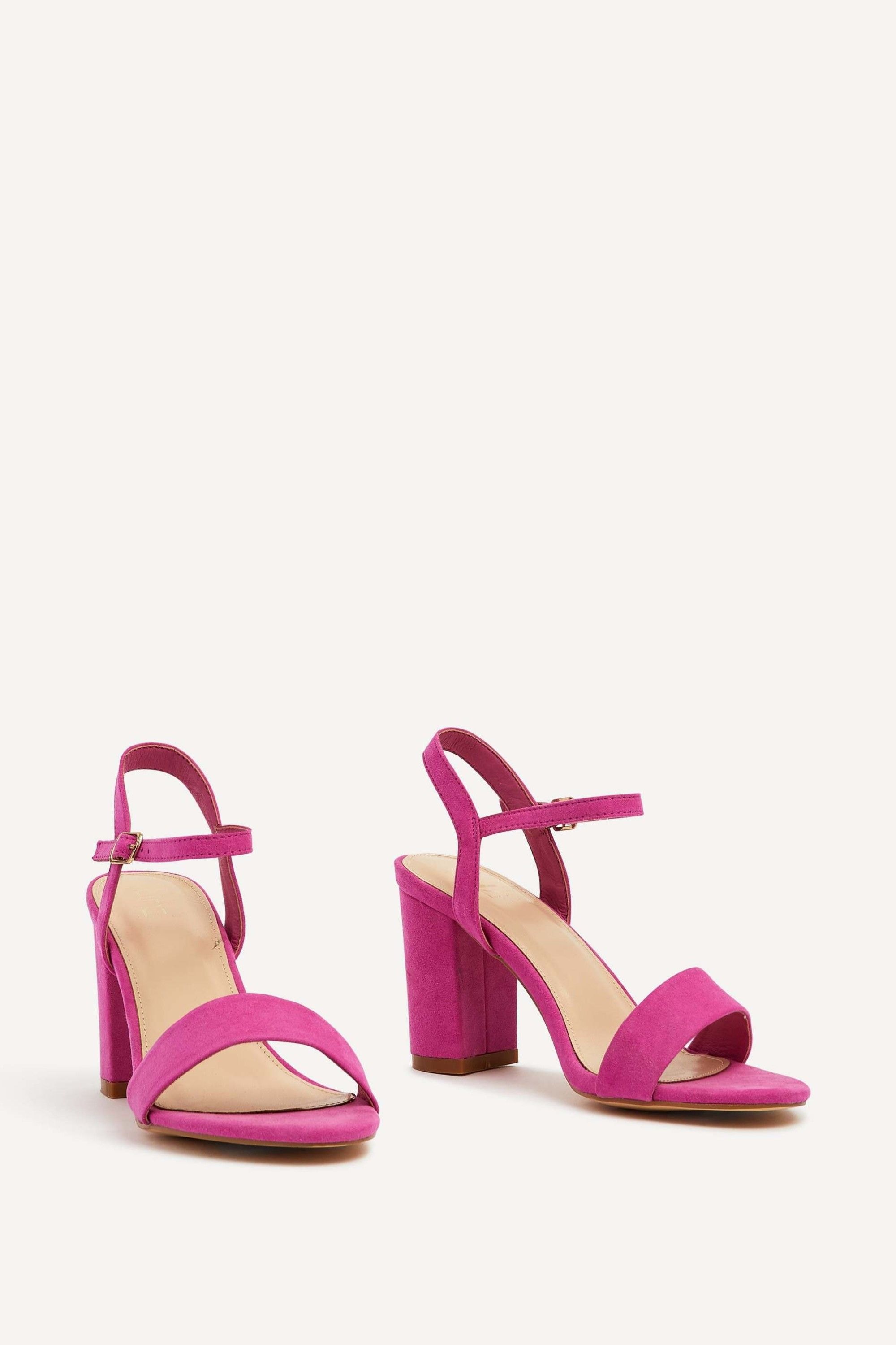 Linzi Skyline Pink Faux Suede Open Back Barely There Block Heeled Sandal image 3