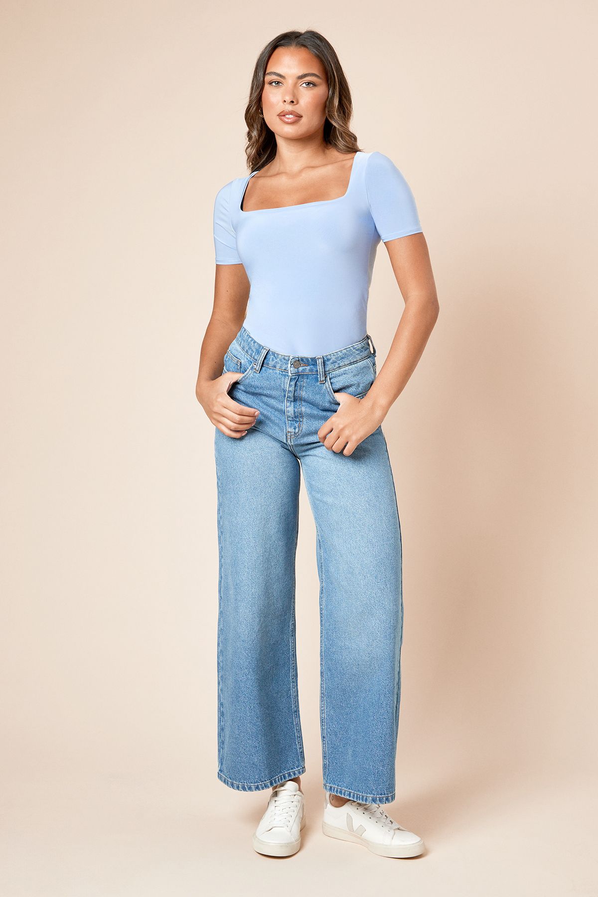 Dorothy Perkins Double Layer Square Neck Top Pale Blue image 3