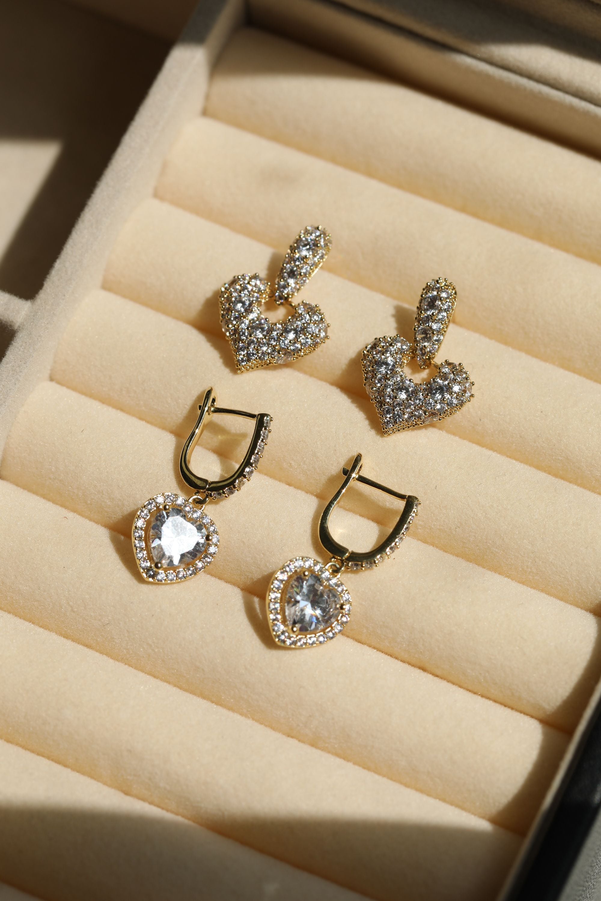 Jon Richard Gold Plated and Crystal Halo Heart Hoop Earrings image 3